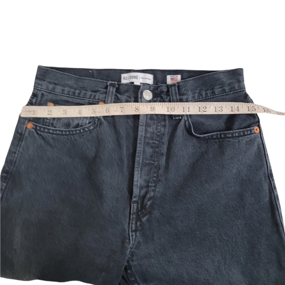 Redone High Rise Distressed Jean Washed Black Rip Size 27 - Picture 6 of 9